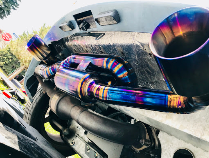 titanium exhaust systems multi color tips and piping tubes